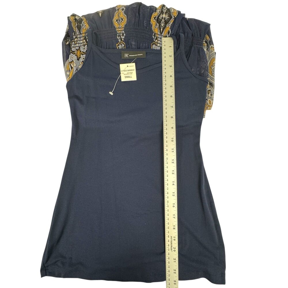 INC International Concepts S Blue Mesh Tunic Top NWT 2 Pc Lined Batwing Boho - Picture 7 of 16